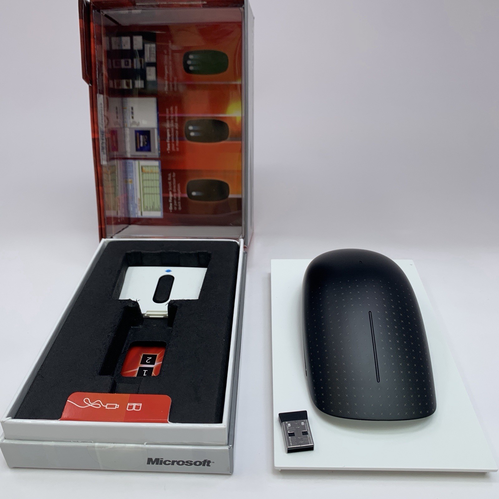 Microsoft Touch Mouse Black 1459, 1447 w Dongle, Cord New Open Box Windows 7