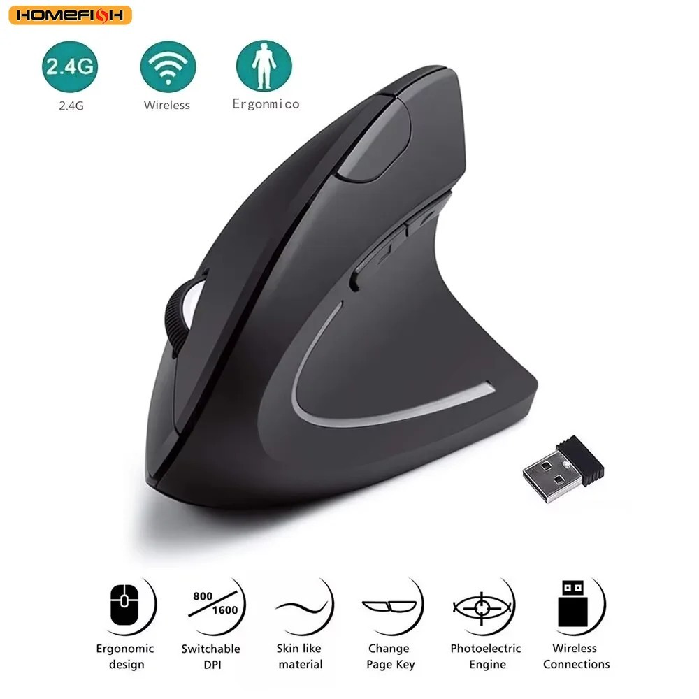 Vertical Mouse Ergonomic 2.4GHz Wireless Optical Mice 3 Adjustable DPI 800/1200