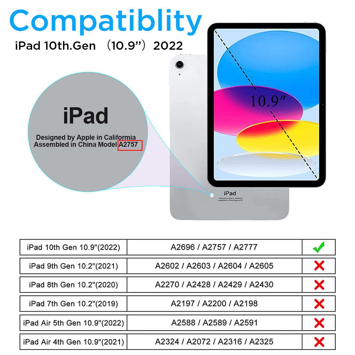 For Apple iPad 10th Generation Case 10.9 inch Shockproof Heavy Duty Rugged Cover