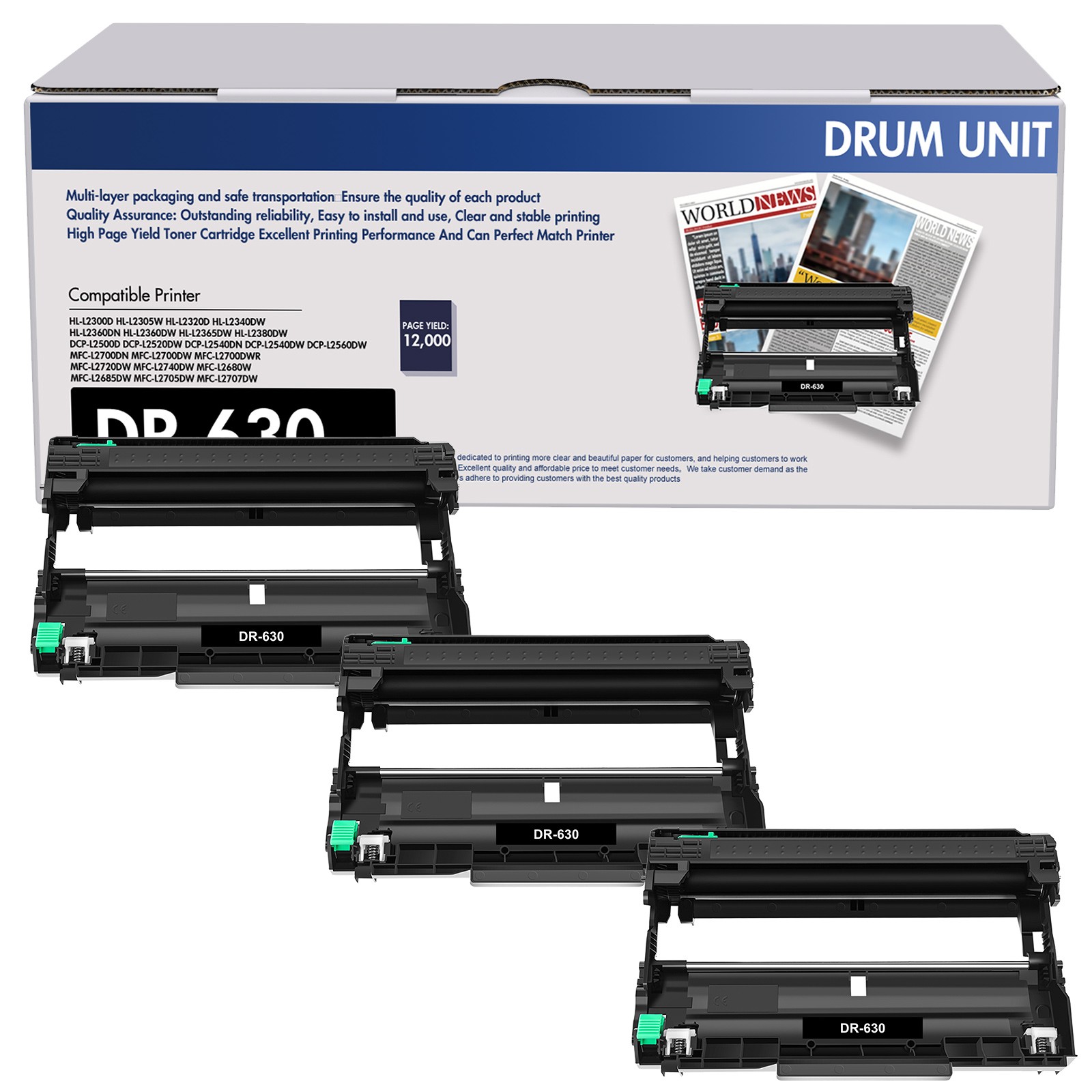TN660 Toner Cartridge DR630 Drum Compatible With Brother MFC-L2700DW L2300DW Lot
