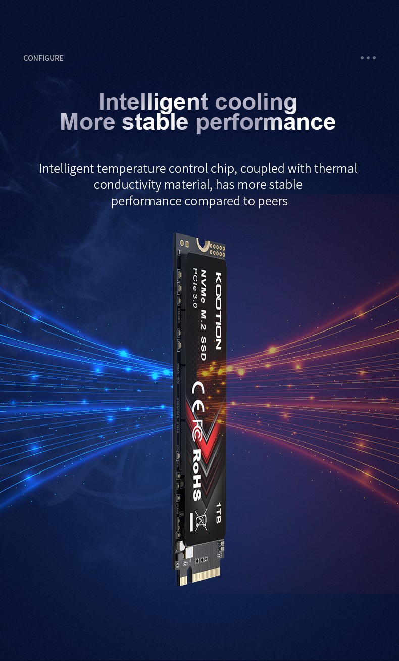 Kootion 1TB Internal Solid State Drive PCle 3.0 NVMe M.2 Drive Data to 2000MB/S