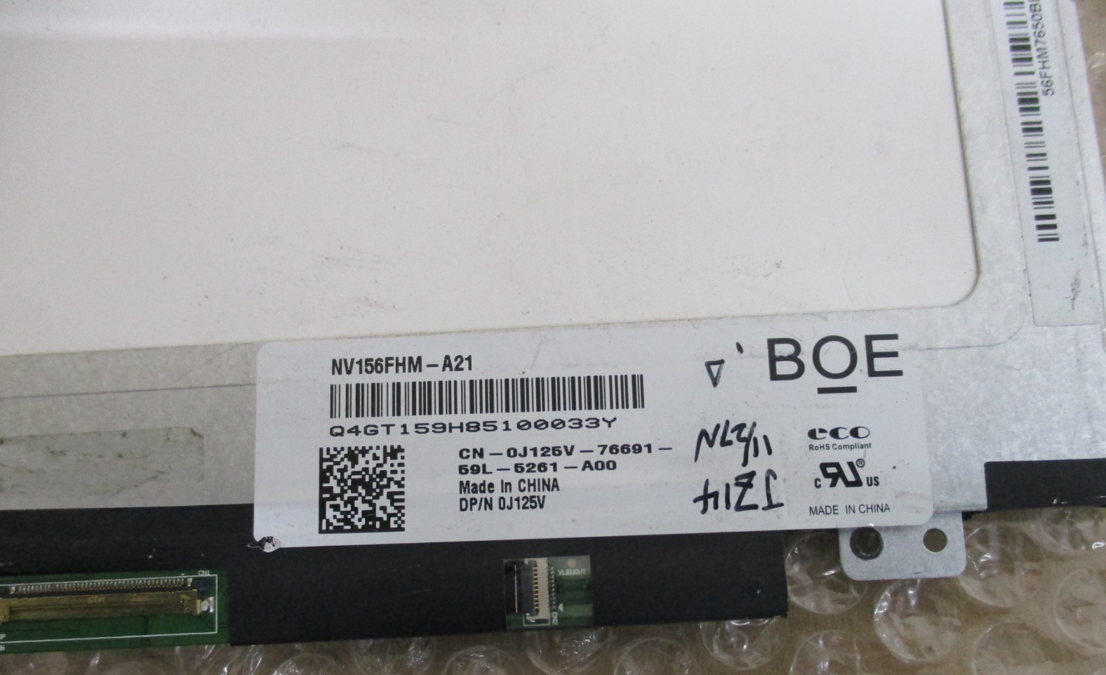 NV156FHM-A21 15.6″ FHD 40pin Laptop LCD Screen 0J125V 0V8YG7 B156HAT01