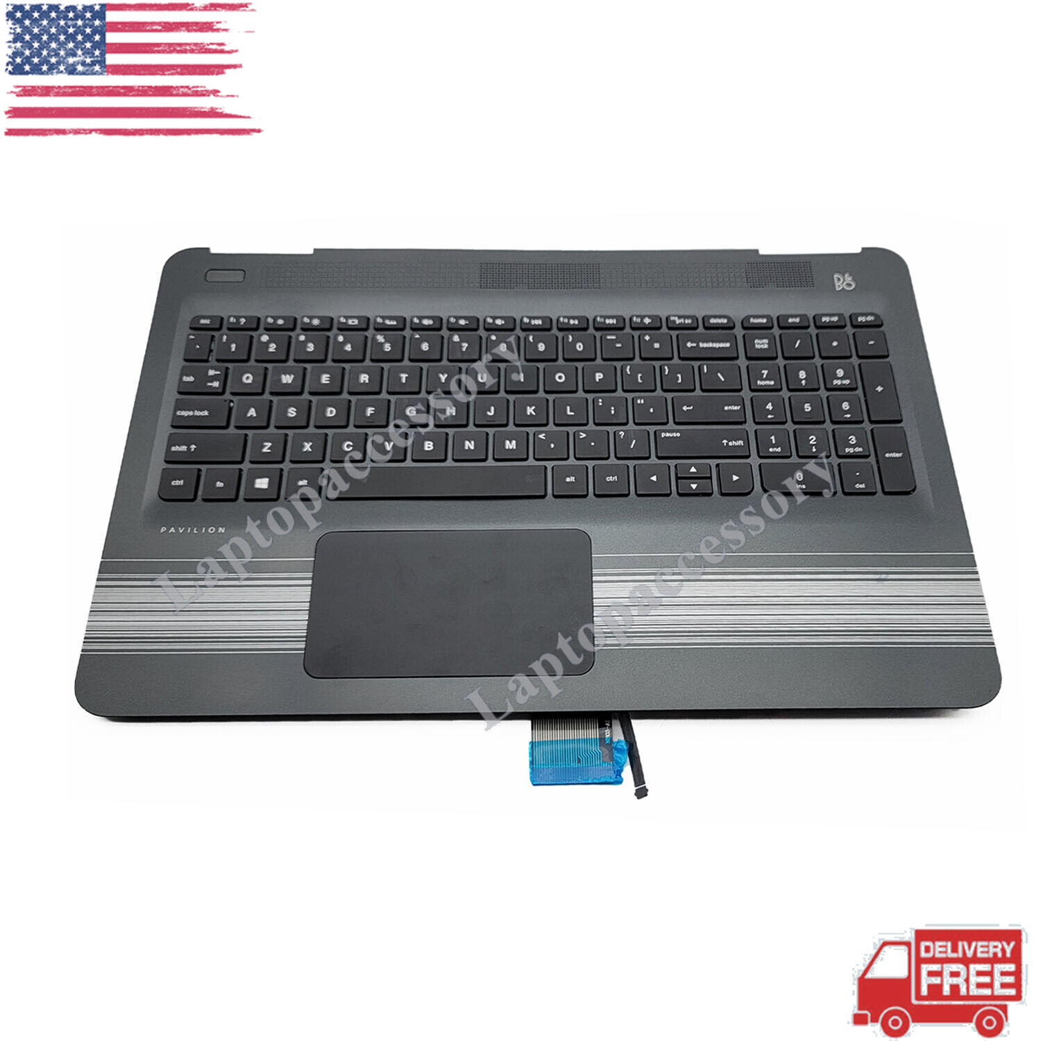 For HP Pavilion 15-AU 15-AW Palmrest Backlit Keyboard Touchpad 856035-001 Black