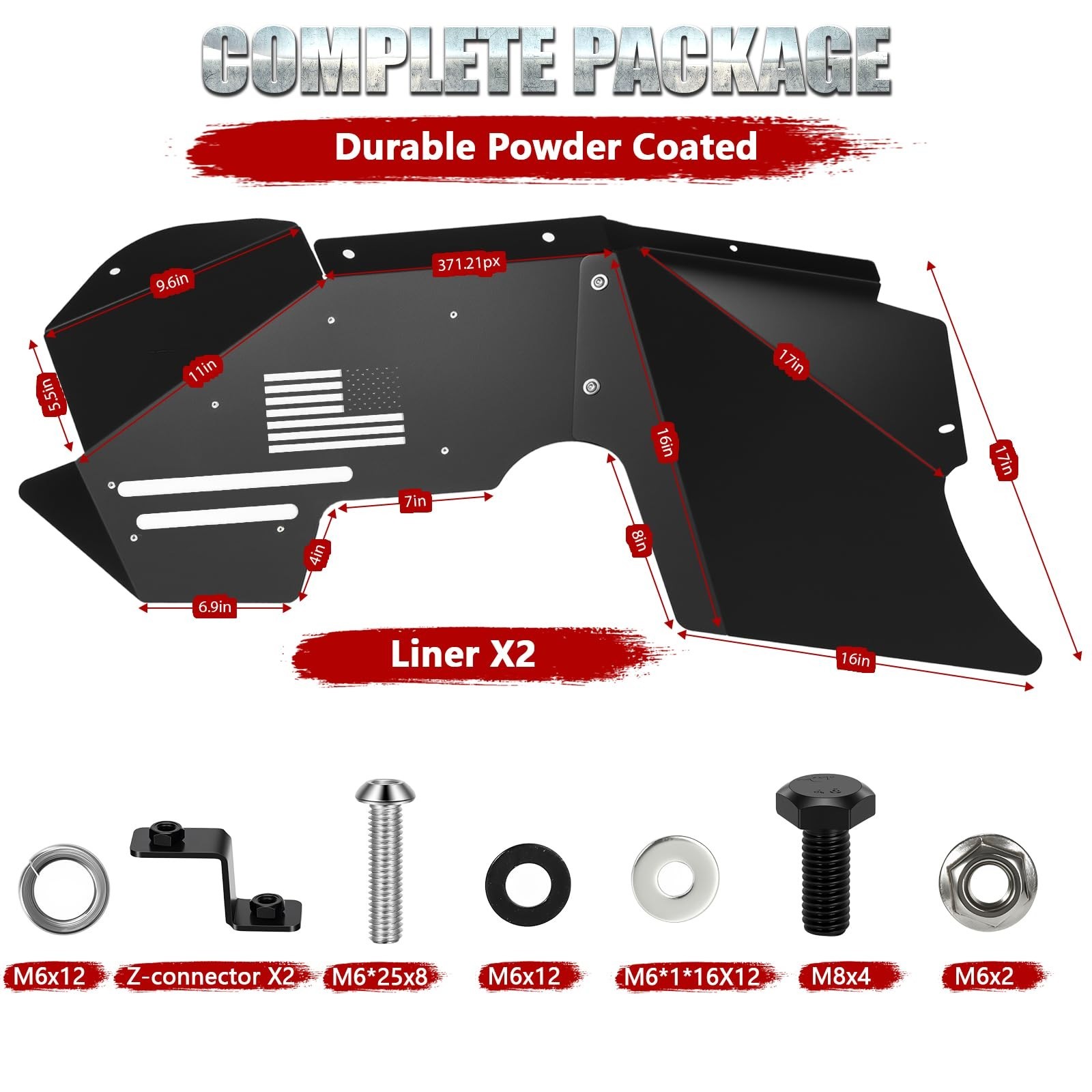 Front Inner Fender Liners for Jeep Wrangler JK/JKU 2007-2018, High-Strength C…