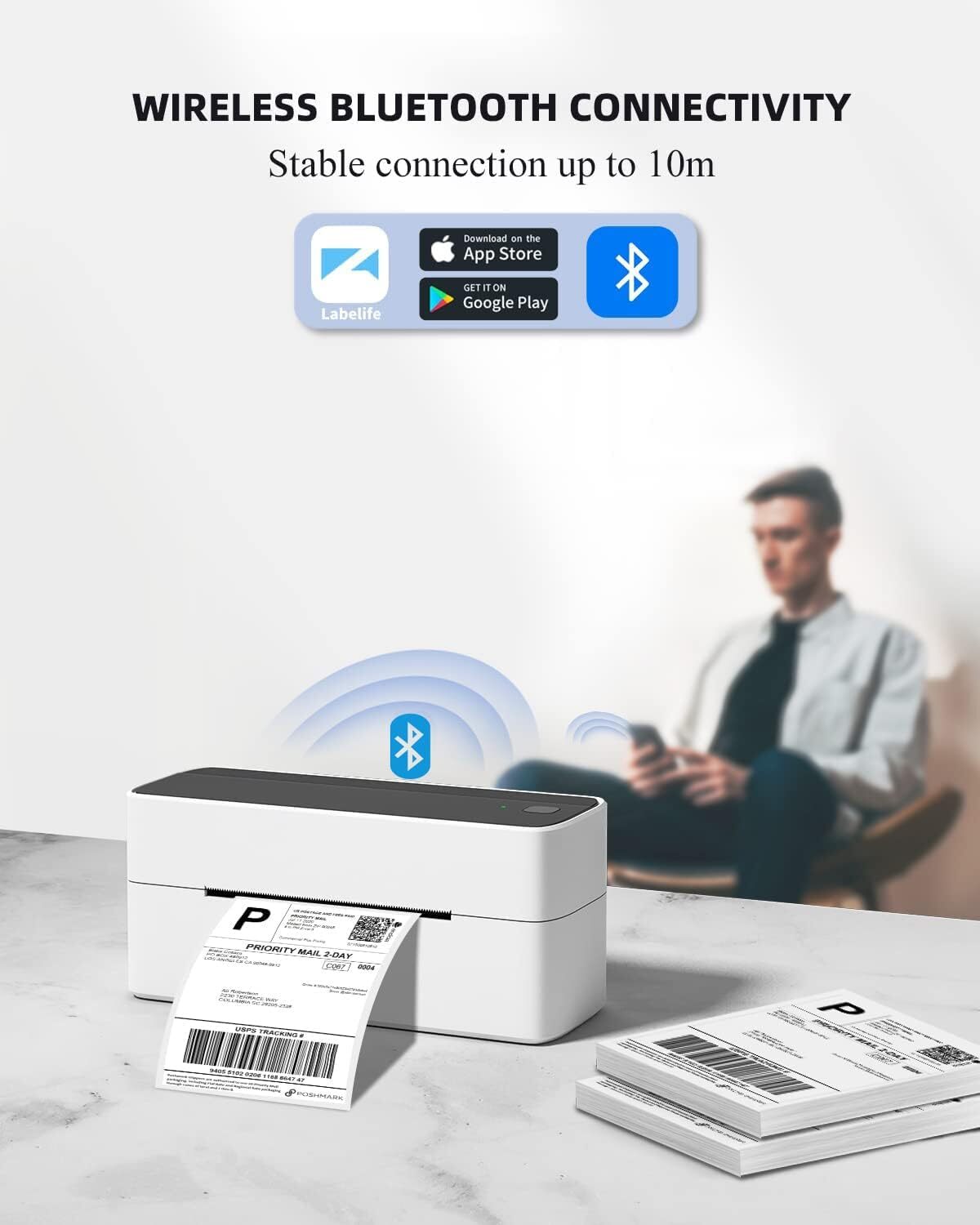 Bluetooth Thermal Shipping Label Printer Address Label Maker for Shipping Lot