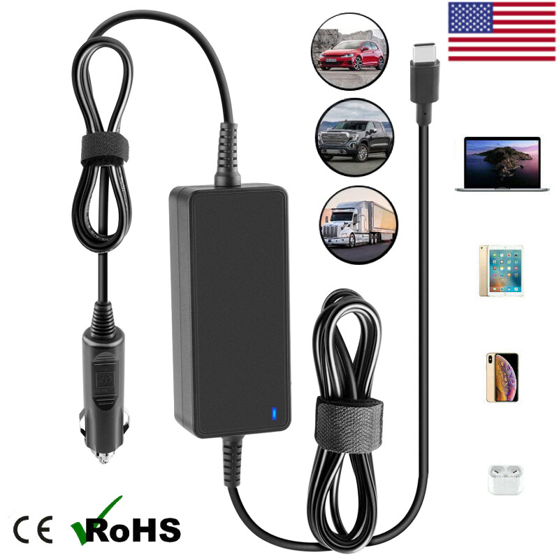 12V~24V DC Car Charger USB C 90W To 15W For MacBook Pro Lenovo ASUS HP Laptop