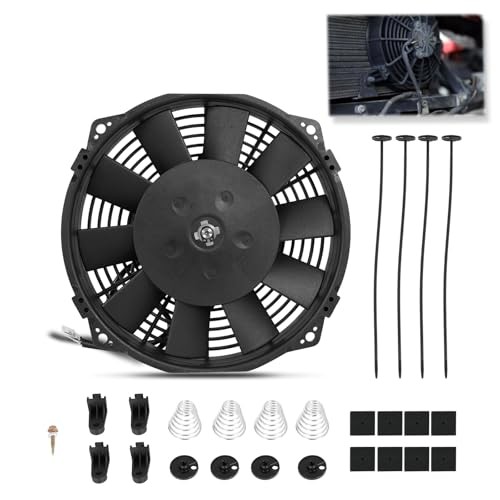 Universal 8 Inch Black Slim Radiator Cooling Fan 12V 80W with Mount Kit 8 inch