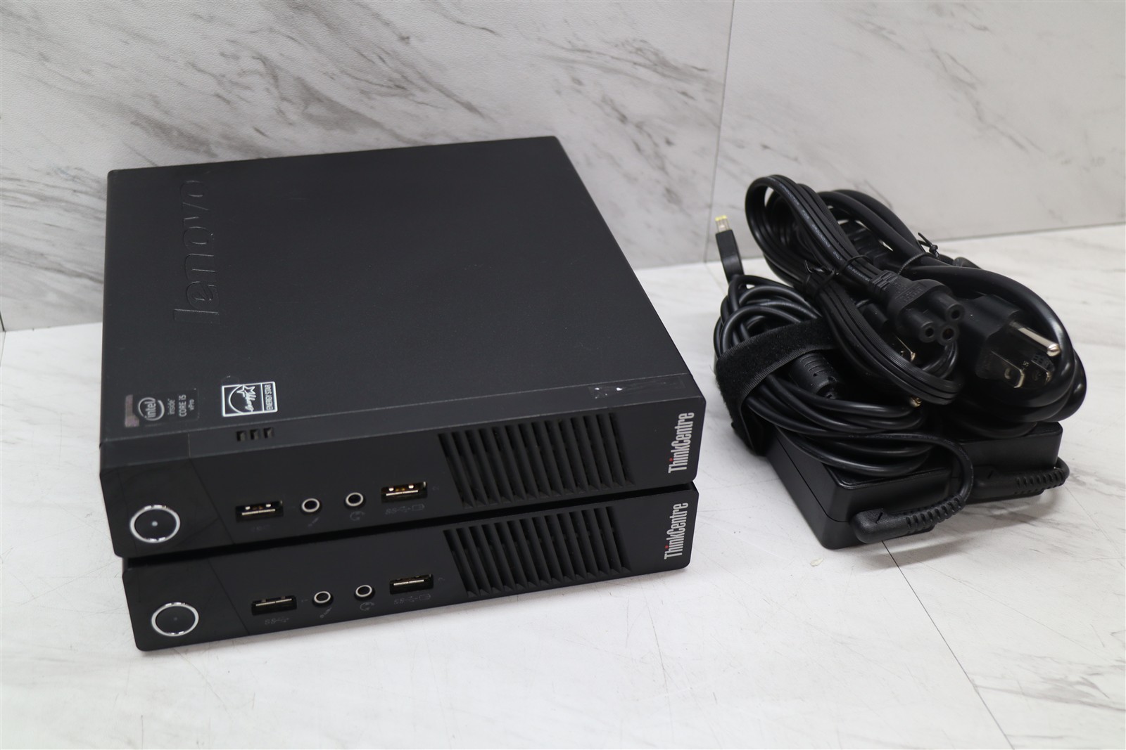 2 LOT Lenovo M93p Mini Desktop Computer Tiny PC i5-4570T 2.90GHz 8GB w/ Adapters