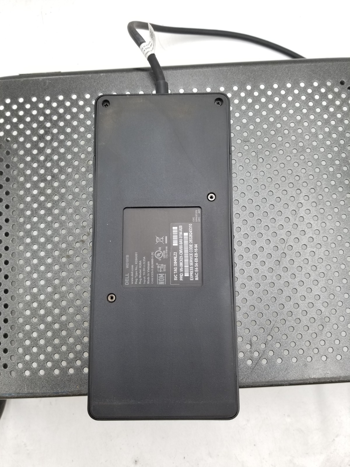 Dell WD19TB K20A001 Thunderbolt 3 Docking Station No Power Adapter