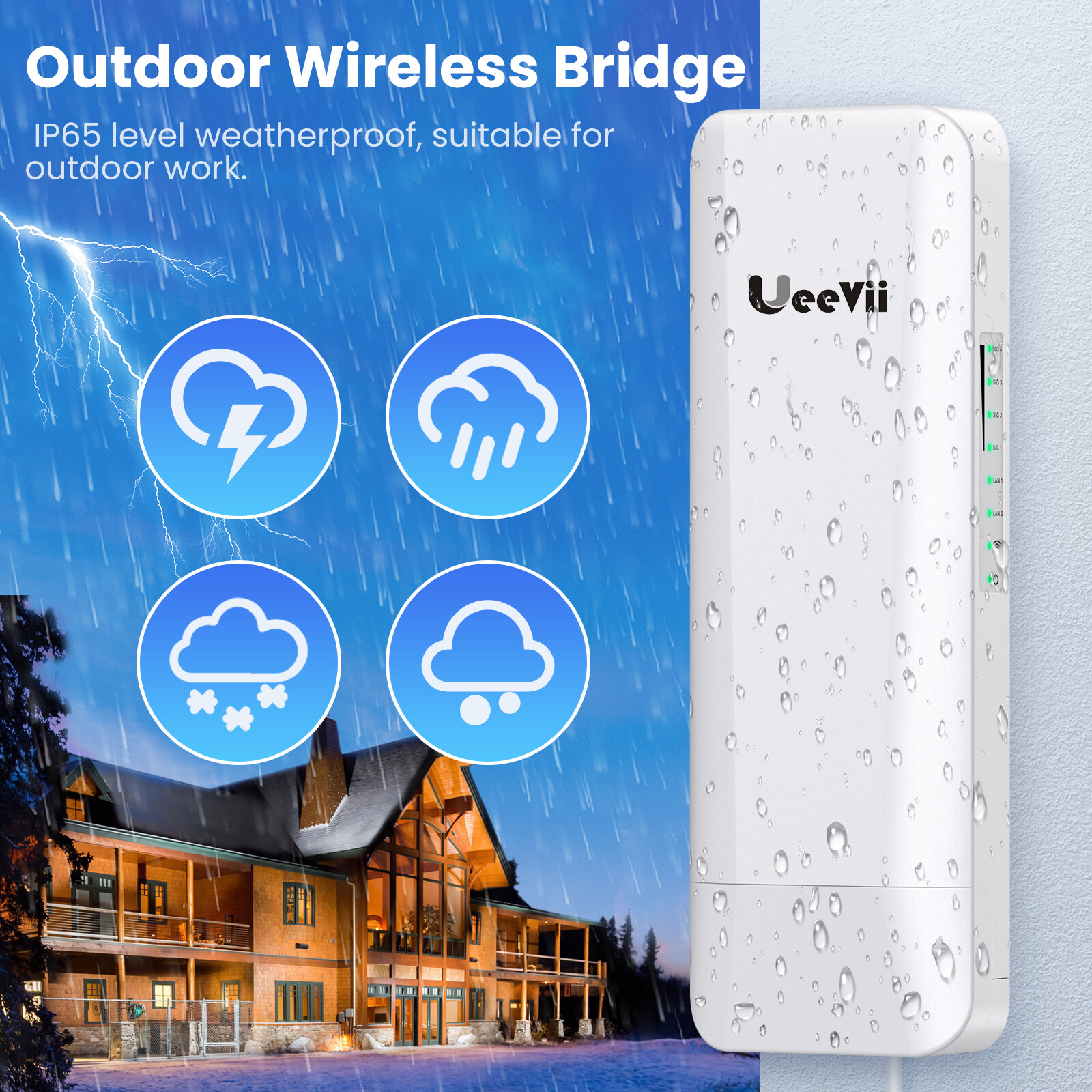 Long Range Wireless Bridges,Point to Point 3KM Outdoor Bridge 14dBi 100Mbps