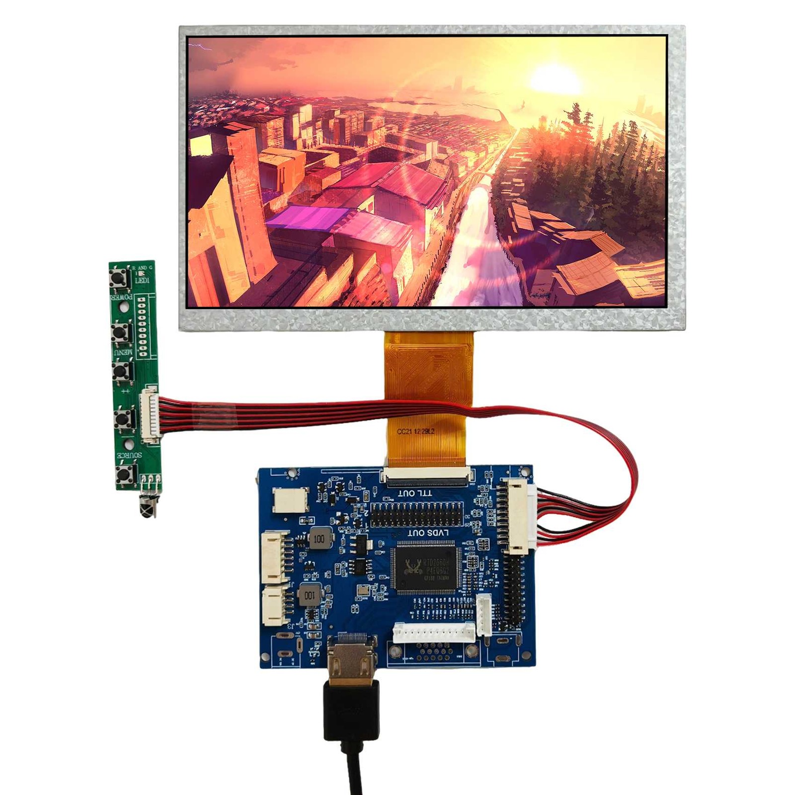 H/D AV Board,7″ 1024×600 IPS Screen,Snowflake Image When CVBS Signal is Weak