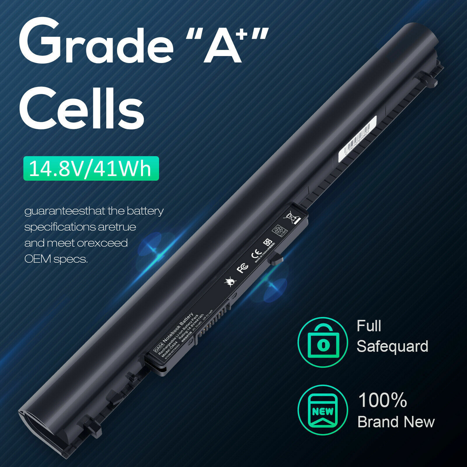 OA03 OA04 Battery for HP 740715-001 746458-421 751906-541 Spare 746641-001 41Wh