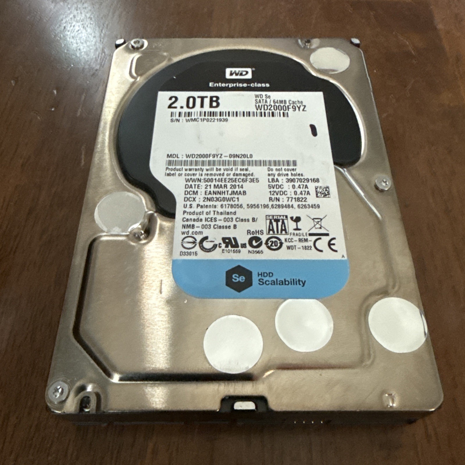 Western Digital SE 2TB, 7200 RPM,3.5 in (WD2000F9YZ) Enterprise Class Hard Drive