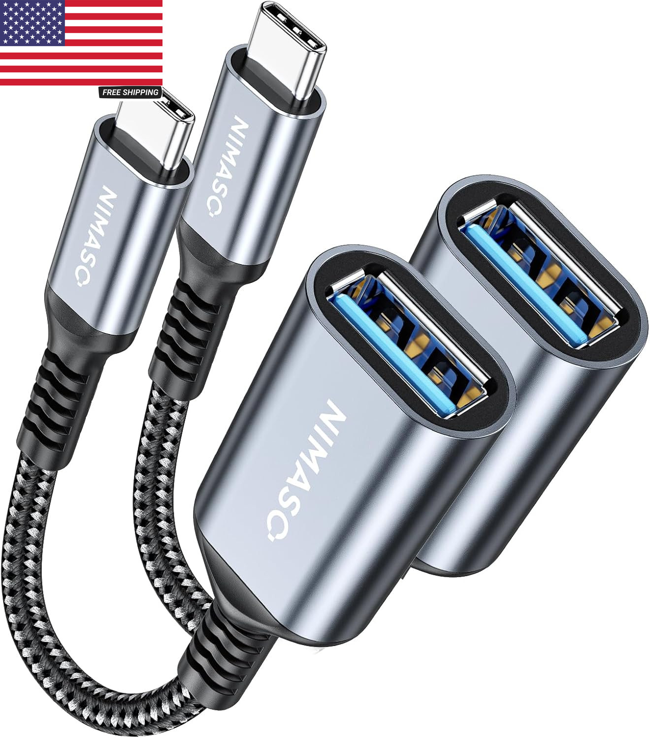 2-Pack USB C to USB 3.0 Adapter USB-C Male to USB-A Female OTG Converter, 5Gbps