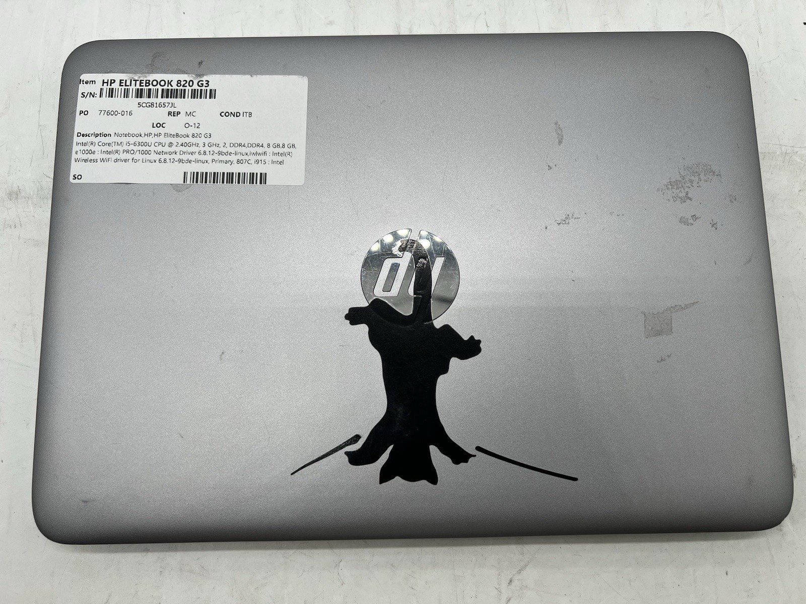 HP EliteBook 820 G3, i5-6300U CPU, @ 2.40GHz, 16GB RAM-No HDD/OS/Charger