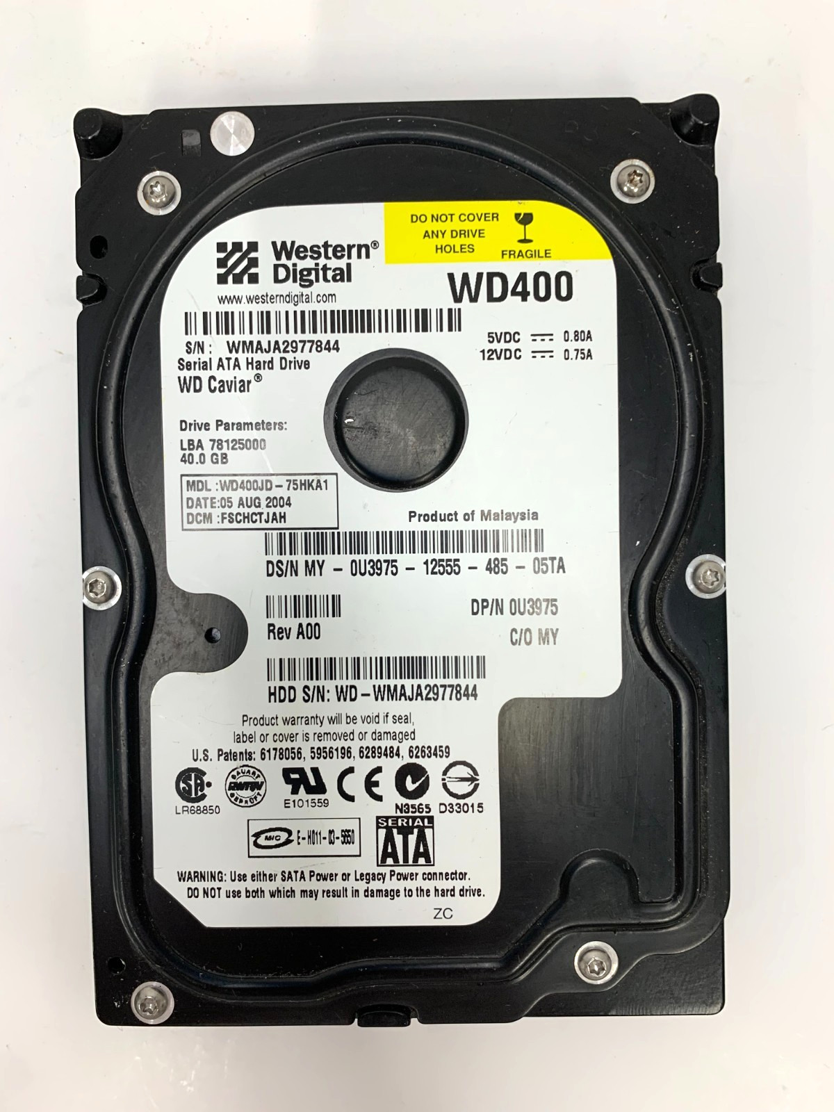 Western Digital WD400JD-75HKA1 40GB 3.5in WD Caviar Internal Hard Drive