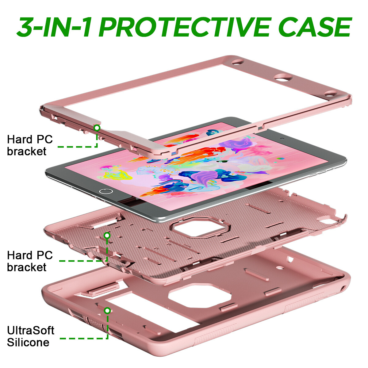 For iPad 5th 6th Generation Case Shockproof Heavy Duty Cover + Screen Protector