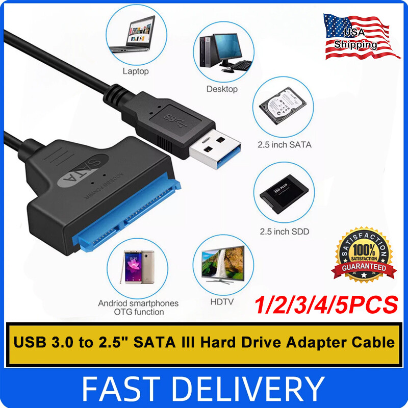 SATA to USB 3.0 Cable USB to SATA III Hard Drive Adapter 2.5” SSD &HDD Transfer
