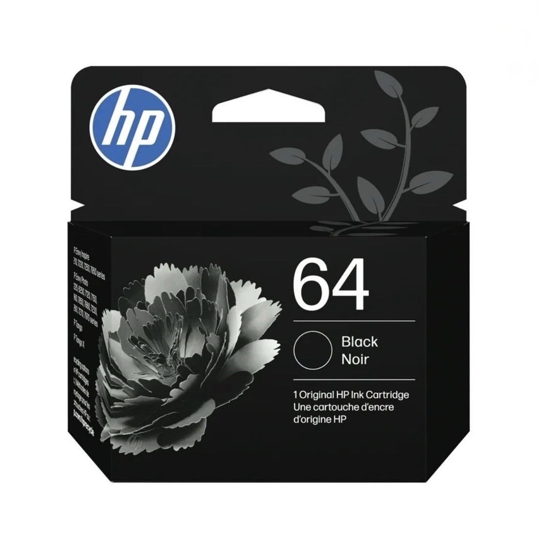 HP 64 Black Original Ink Cartridge, ~200 pages, N9J90AN#140 NEW Exp Nov 2027