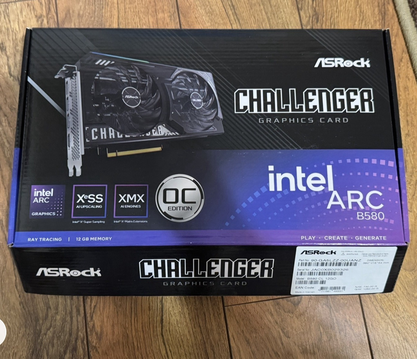 ASRock Challenger Intel Arc B580 12GB GDDR6 Ray Tracing XeSS HDMI/DP