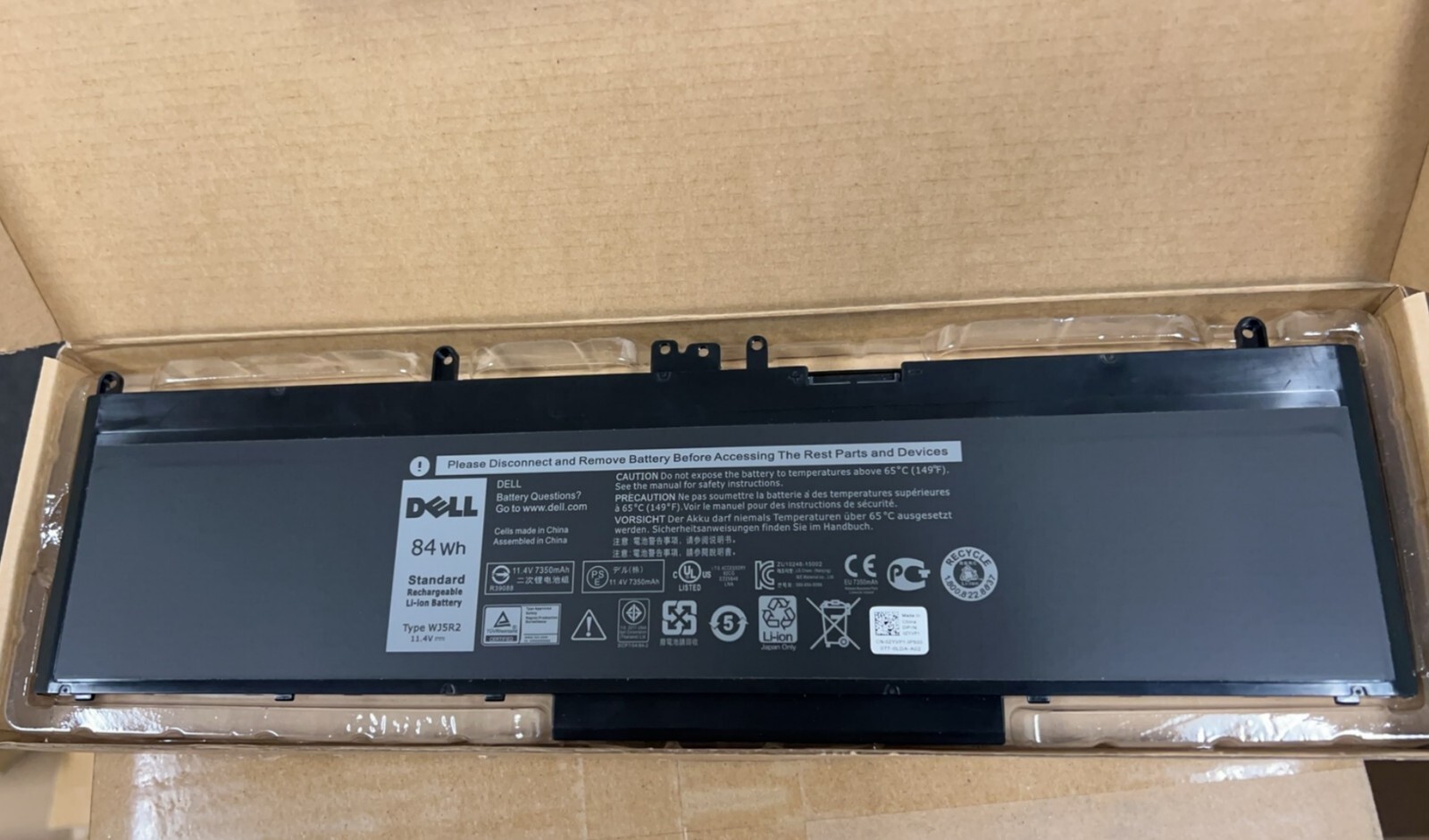Genuine 84Wh WJ5R2 Battery For Dell Latitude E5570 Precision 3510 Series 4F5YV