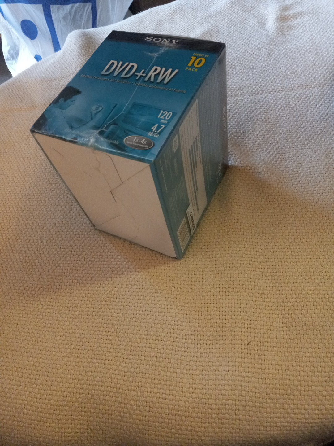 New Sony DVD + RW 10 Pack Rewriteable DVD Discs 4.7GB 120 Minutes. J1