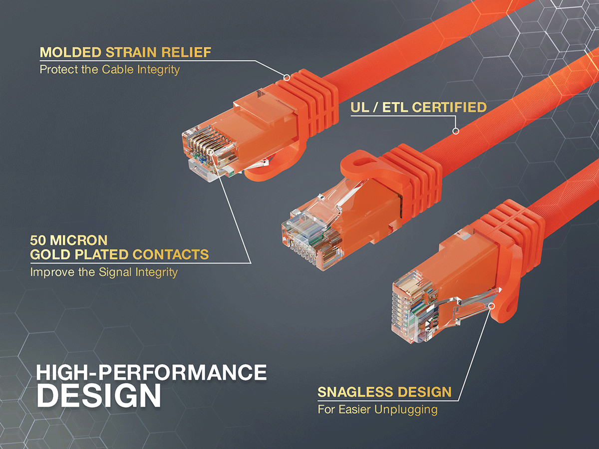 0.5ft Cat6a Ethernet Cable 10Gbps Snagless RJ45 for Gaming PS5 PC Router, Orange