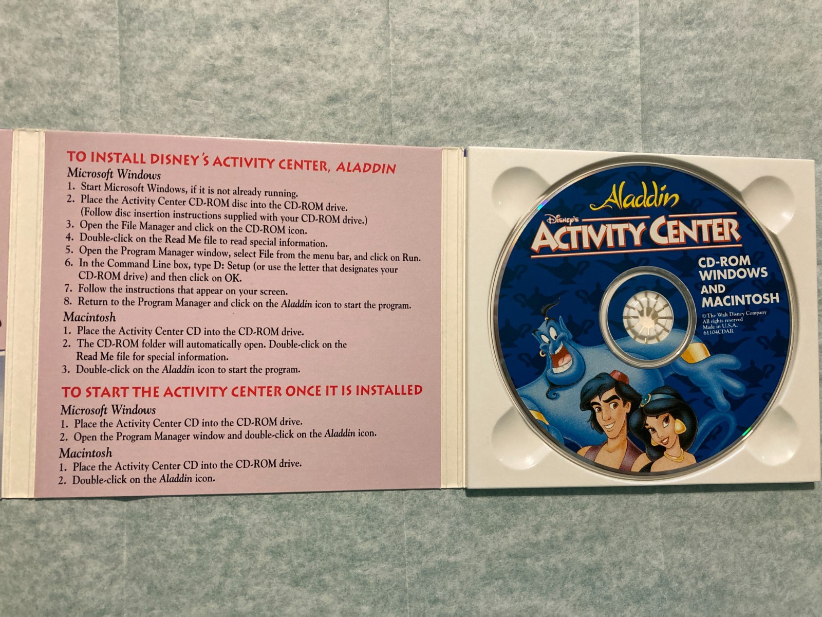 Lot Of 2 Disney Animated Storybook Toy Story – Aladdin CD-ROMs Windows Or Mac
