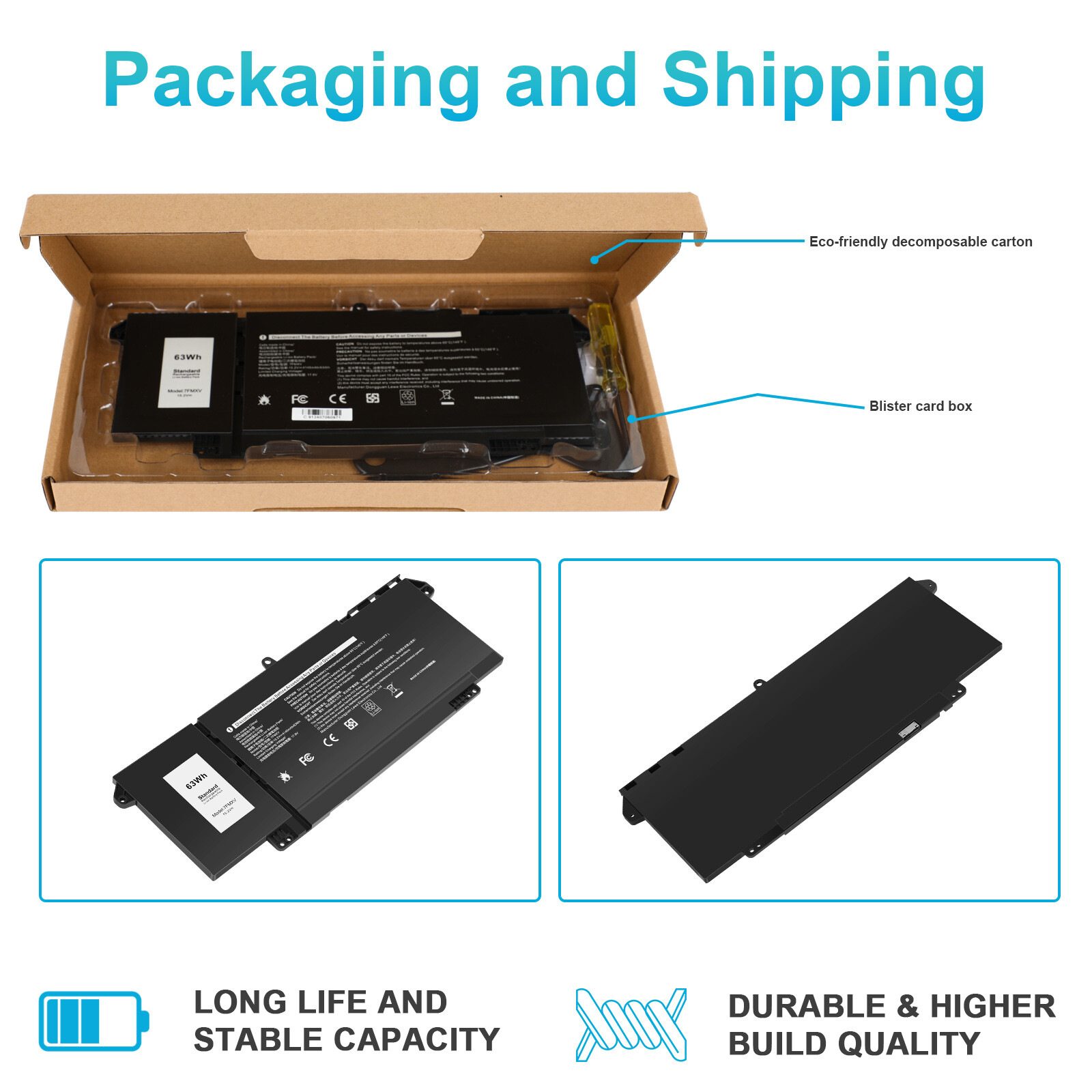 7FMXV Battery Replacement for Dell Latitude 5320 7320 7420 2-in-1 7520 9JM71