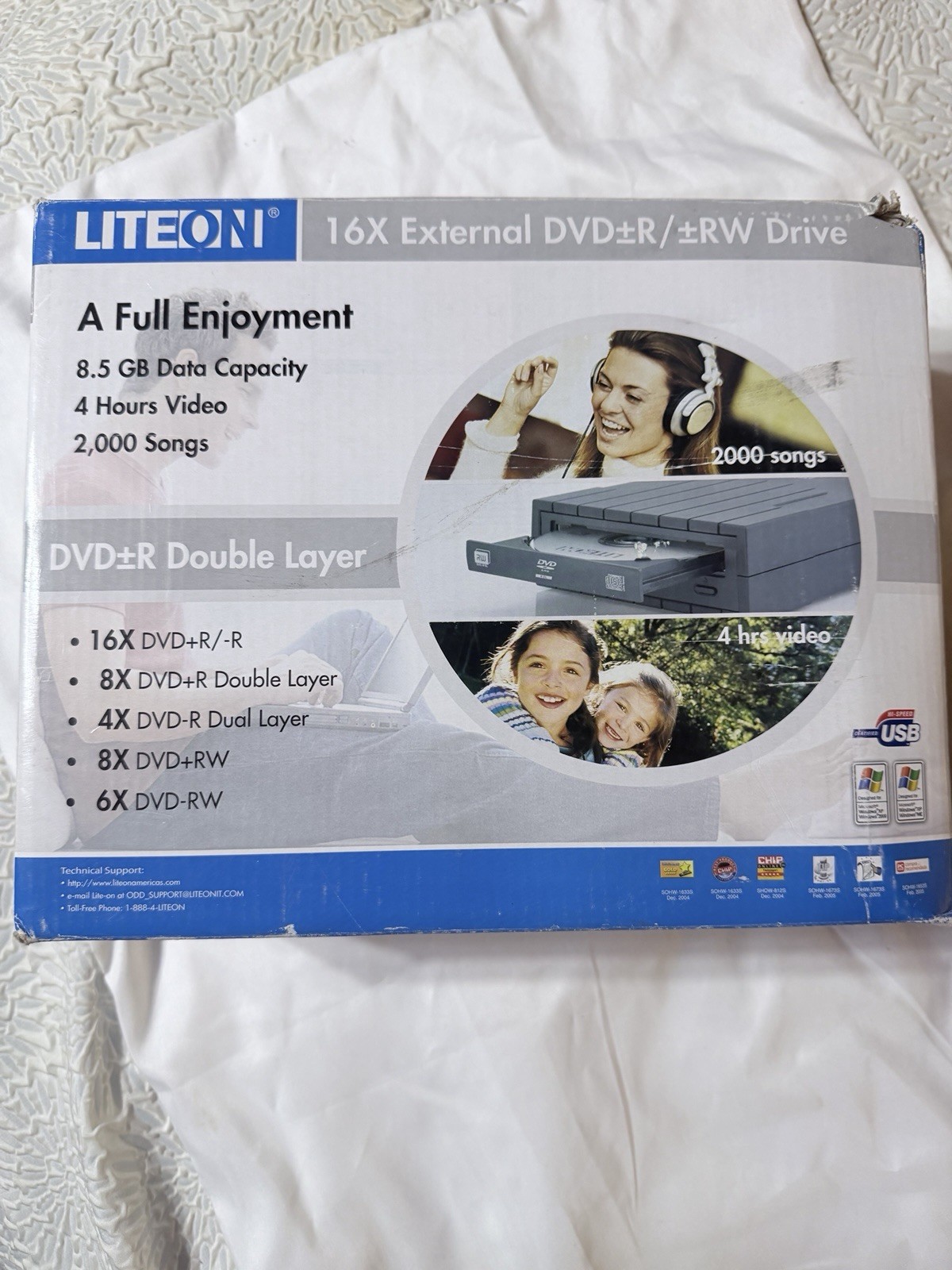Lite-On SHW-1635SX05C External USB DVD+-RW DL Burner Drive 16X Tested Open Box
