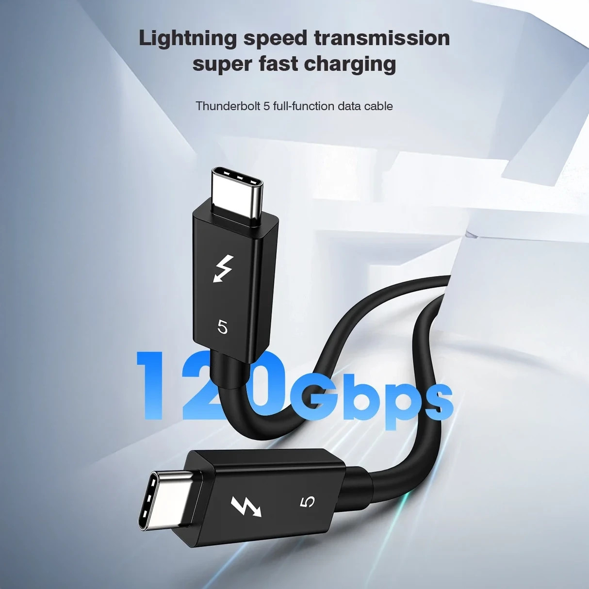 Thunderbolt 5 USB-C Cable 80Gbps 240W PD Fast Charge 16K UHD for MacBook/SSD