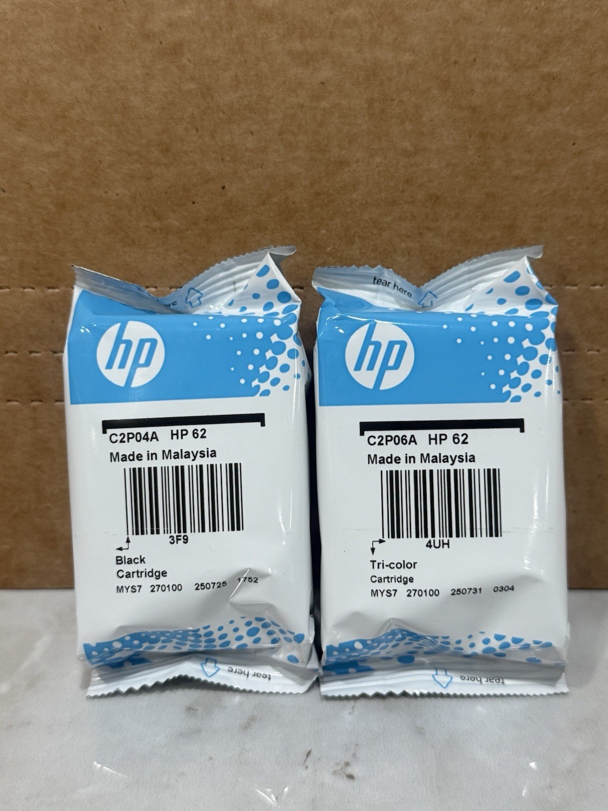 HP 62 Black Tri-Color Ink Cartridge N9H64FN#RFD Exp 07/2027 Cartridge Sealed
