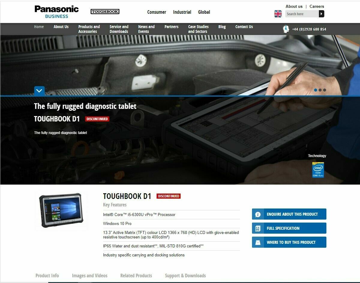 PANASONIC TOUGHBOOK CF-D1 MK3 CORE i5-6300U 2.40GHZ 8GB 512GB SSD TAB TOUGHPAD