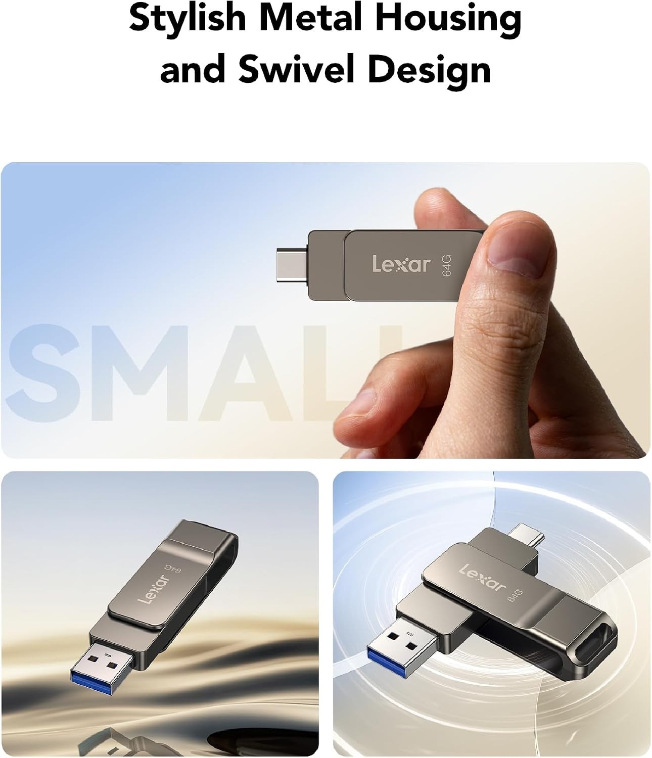 Compact 64GB USB 3.2 Jump Drive – Durable Metal Housing & Security Features