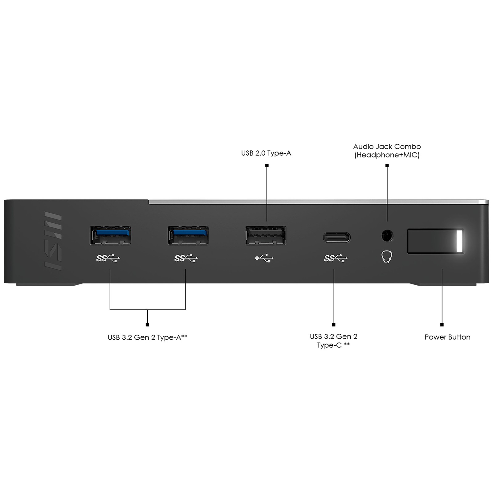 MSI MS-1P15 USB-C Docking Station 4K HDMI DisplayPort LAN 120W Adapter