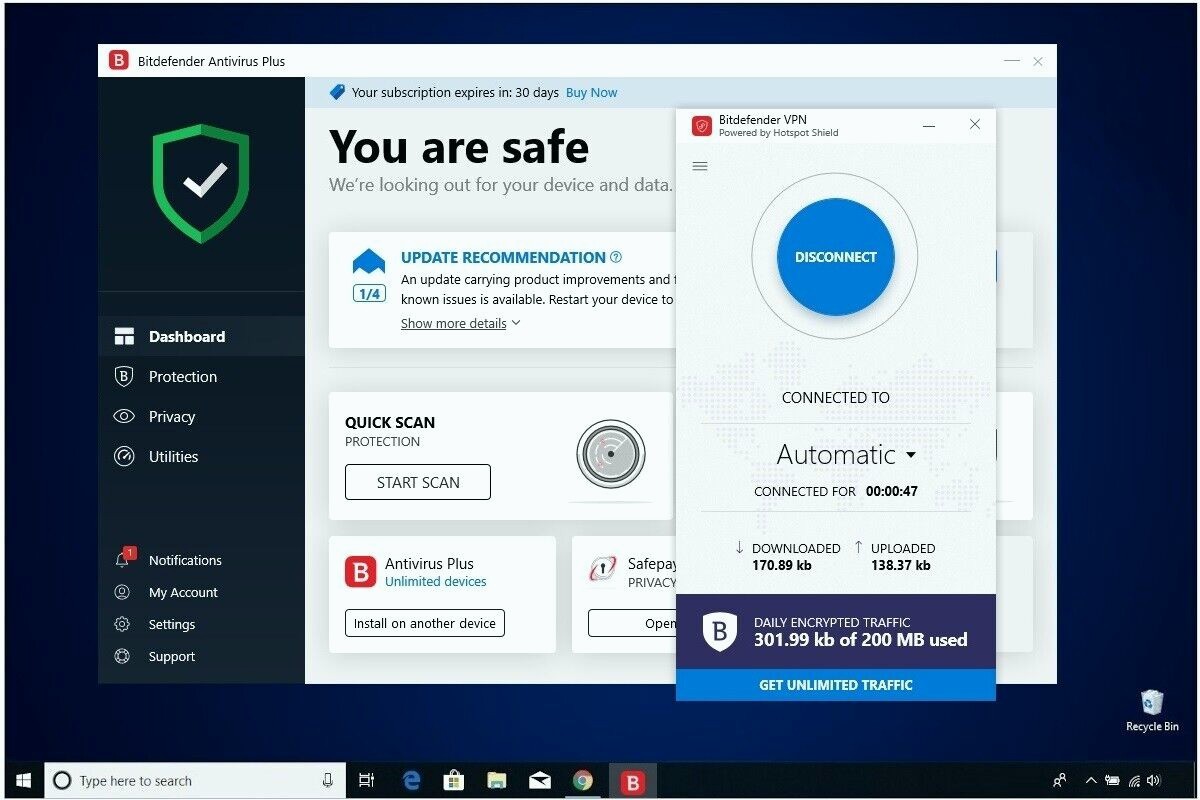 Bitdefender Antivirus Plus 2026 – 3 Years 10 Windows Device – Daily VPN