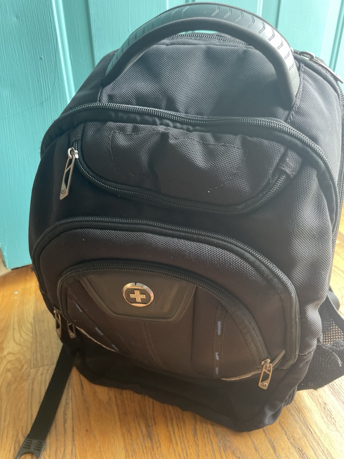 SwissDigital AG Black Backpack Laptop School Travel Book Bag Multiple Pockets