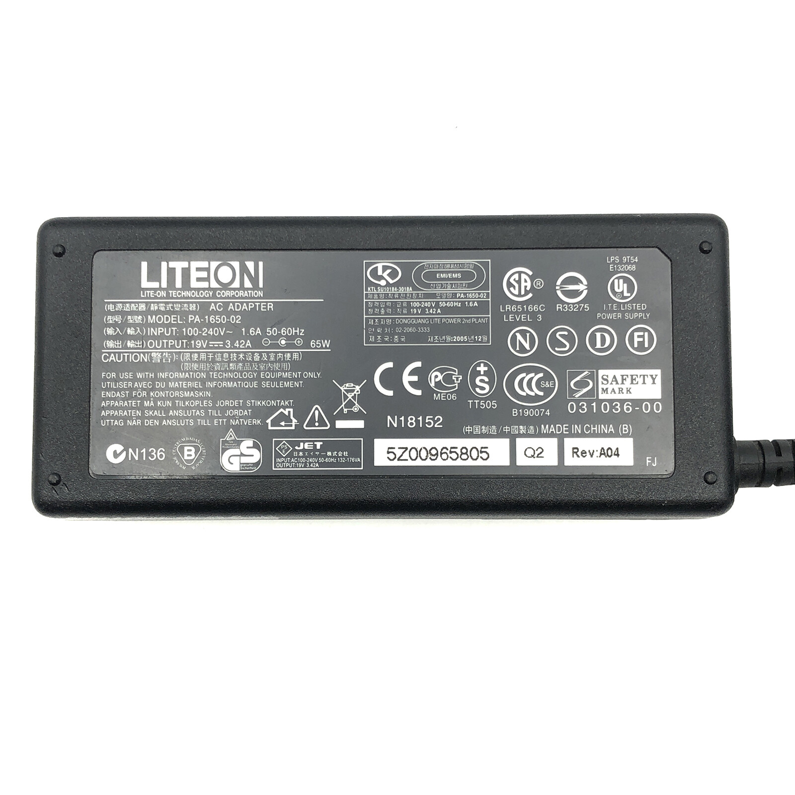Genuine Liteon AC Adapter for Acer S201HL S202HL S220HQL S230HL S232HL Monitor