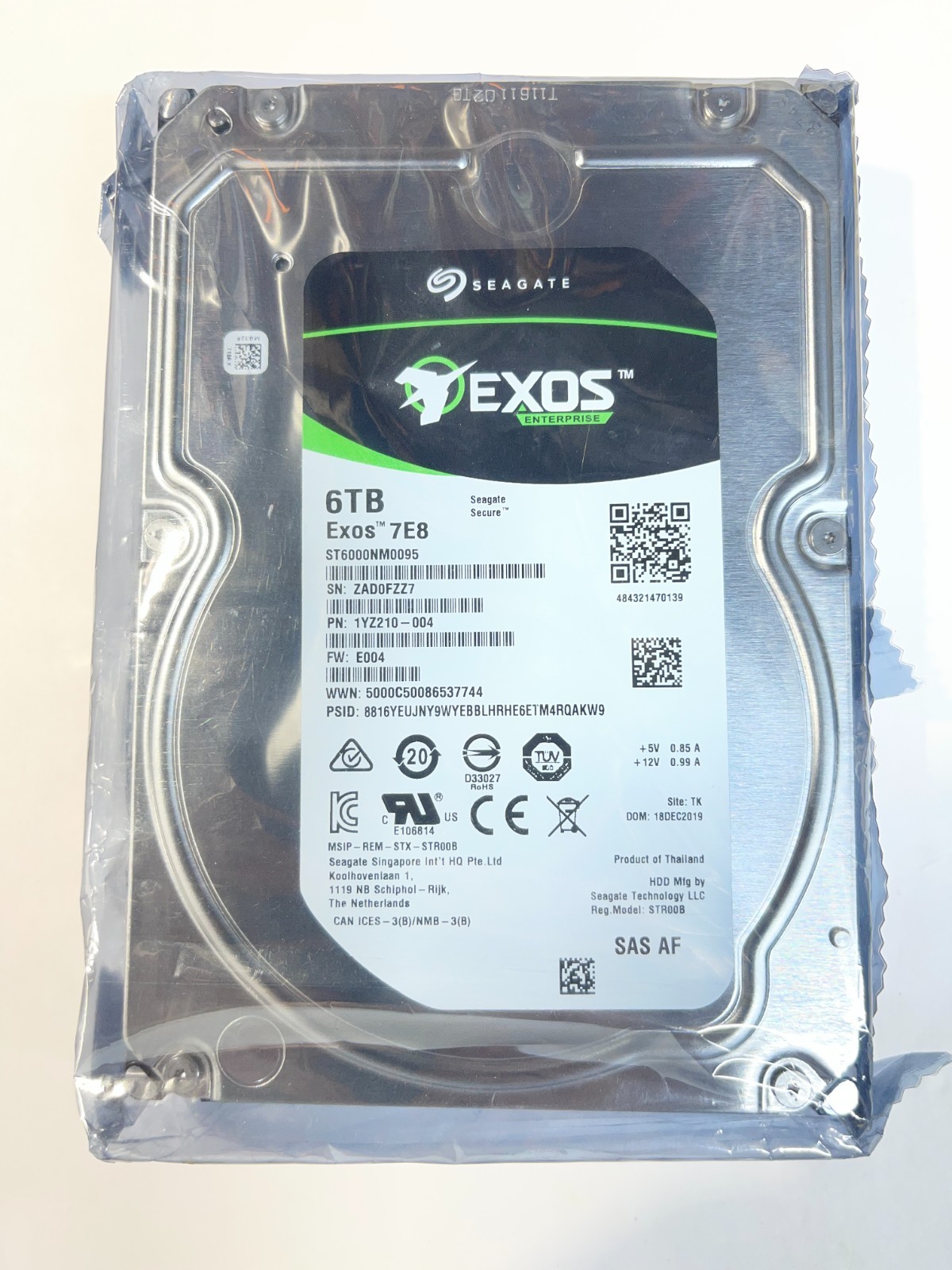 Seagate ST6000NM0095 EXOS 6TB 7.2K 12Gbps 256MB Cache 3.5″ SAS HDD Hard Drive