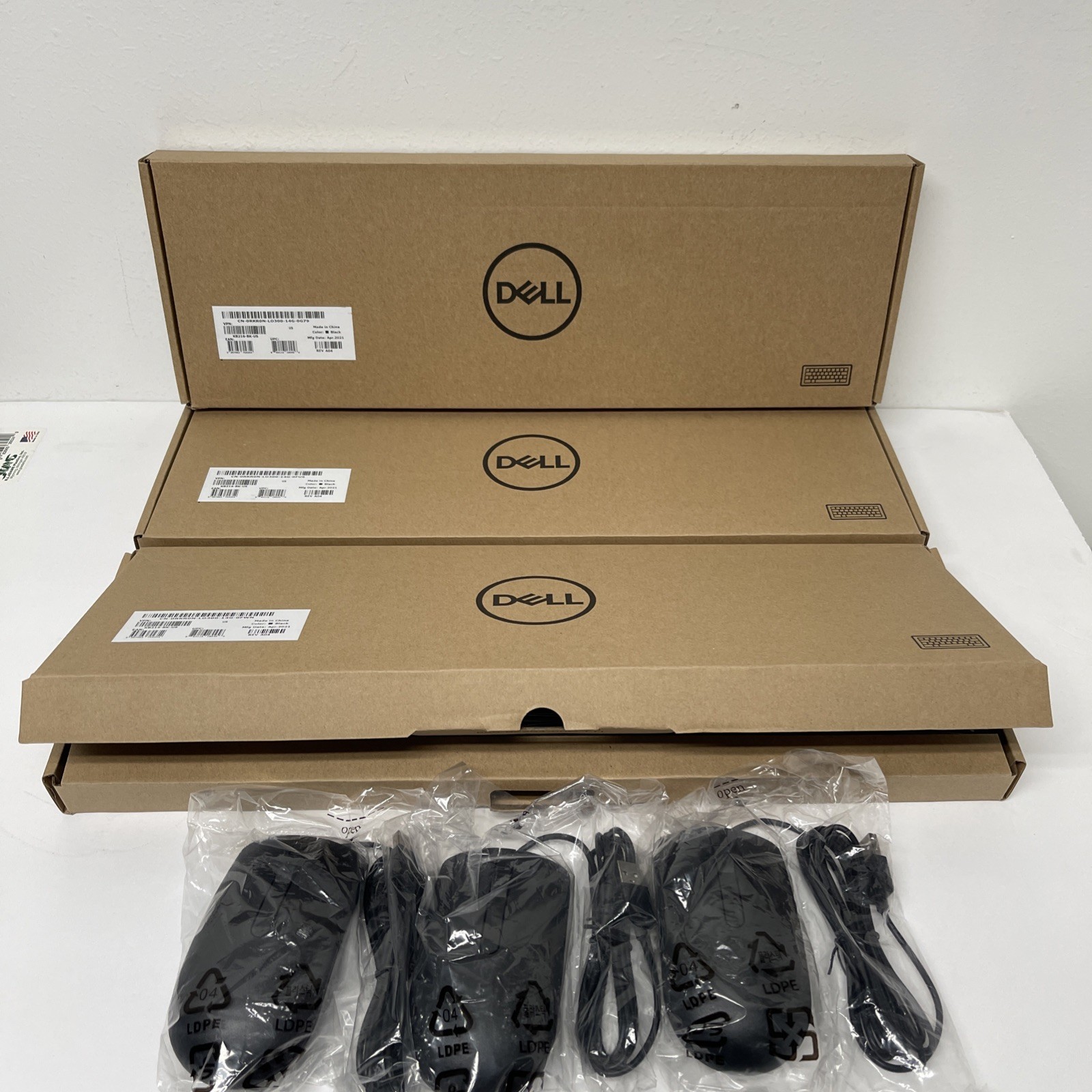 x3 Combo! Dell USB Wired Mouse with KB216-Black-US Wired Keyboard Brand New