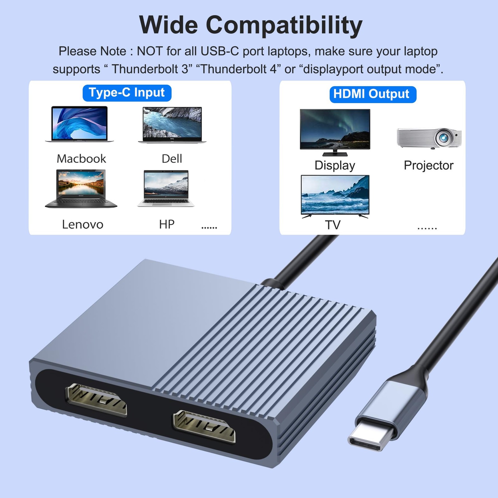 USB to Dual HDMI Adapter for Dell/HP/MacBook, HDMI Splitter Extended Display,…