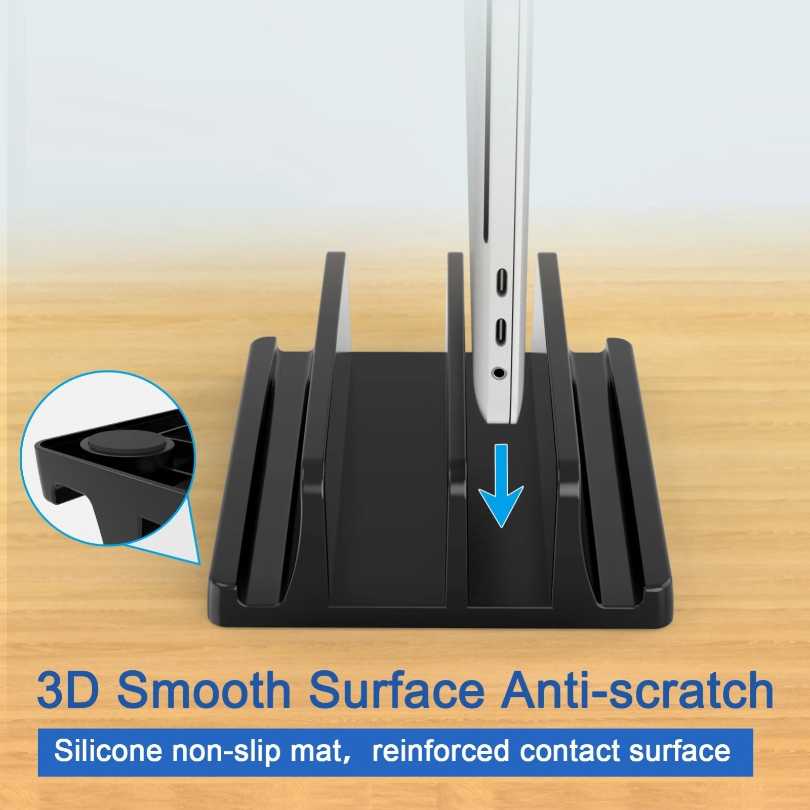 Vertical Laptop Stand Dual Slot Desk Holder Space Saving for MacBook Notebook