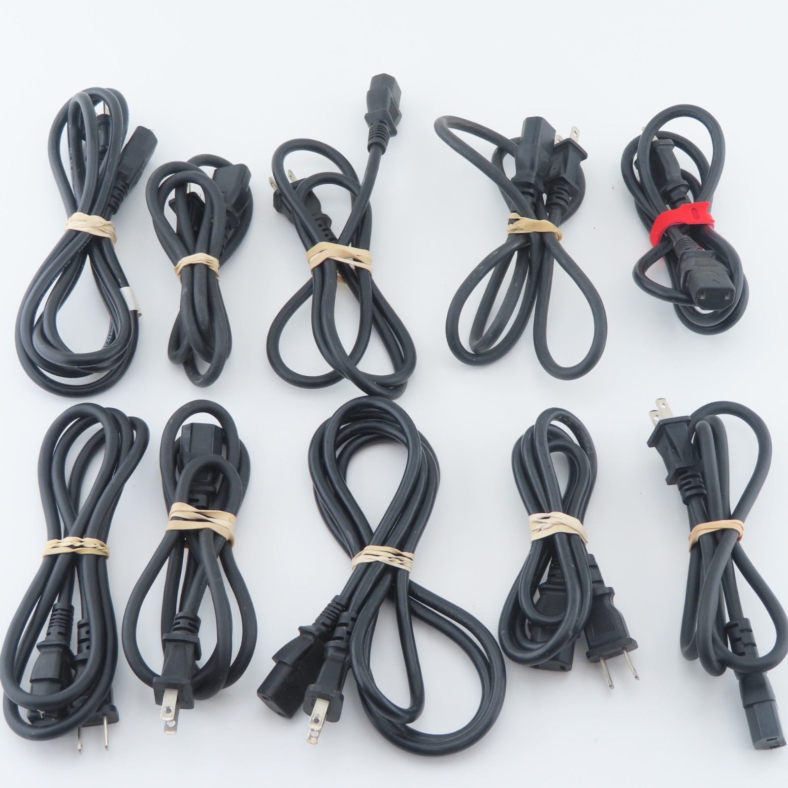 Lot of 10 IEC C9 to NEMA 1-15P Power Cord Cable 4ft 2-Prong AC 110V Used Lot