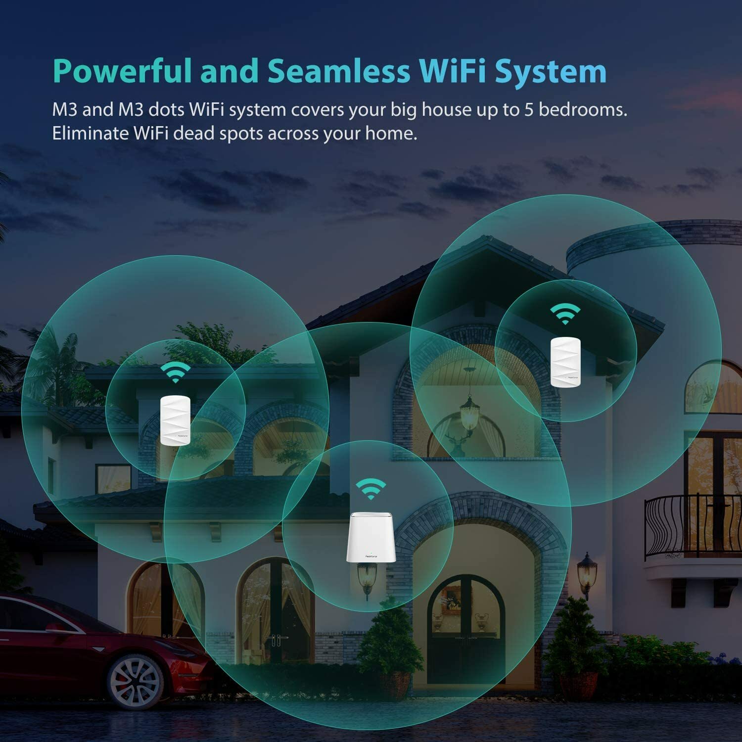 1-Pack MeshForce M3 Dot Wall Plug WiFi Extender, Works with MeshForce M1 and M3