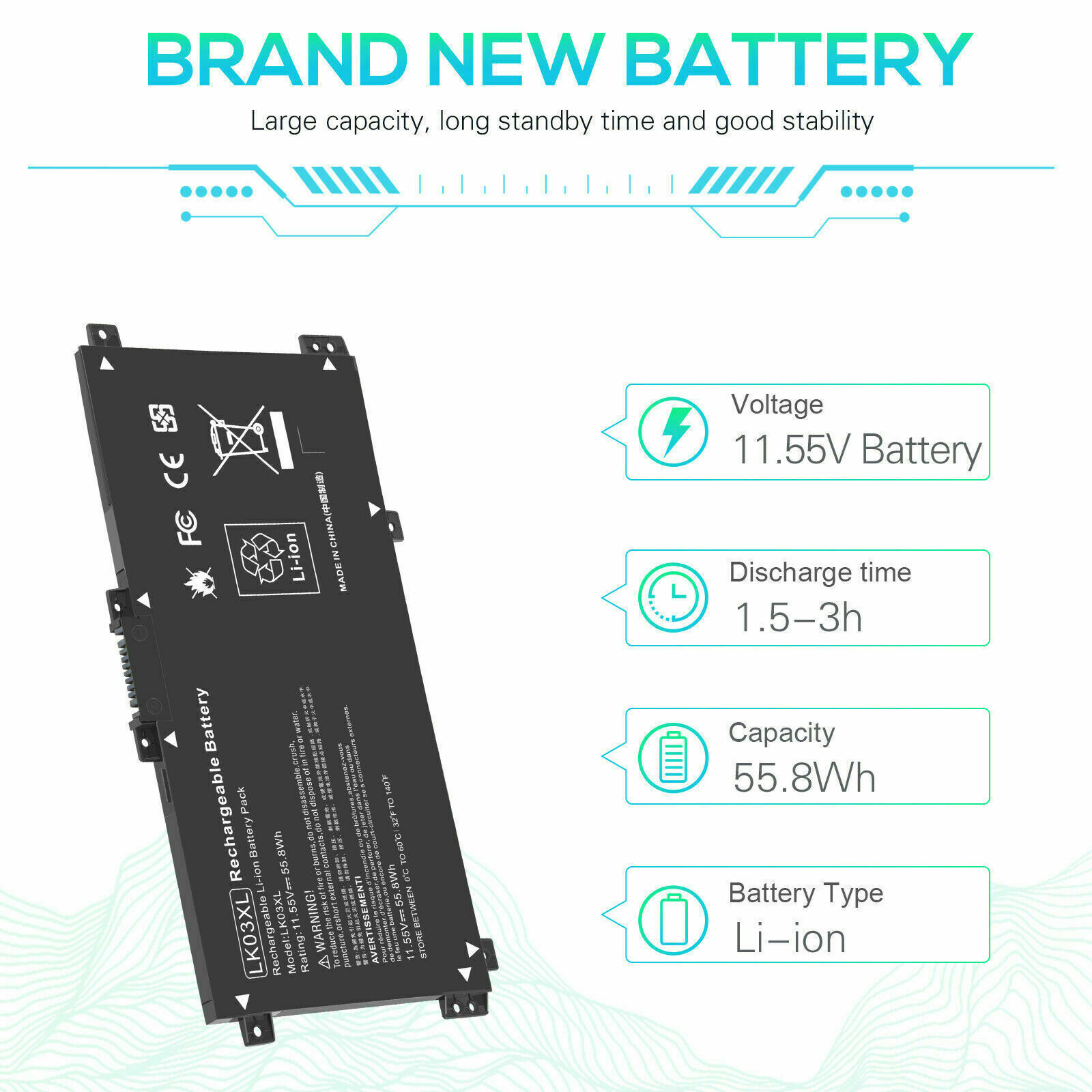 LK03XL Battery For HP ENVY X360 17-AE 17-CE 15-BP 15-BQ 916368-541 916814-855 US