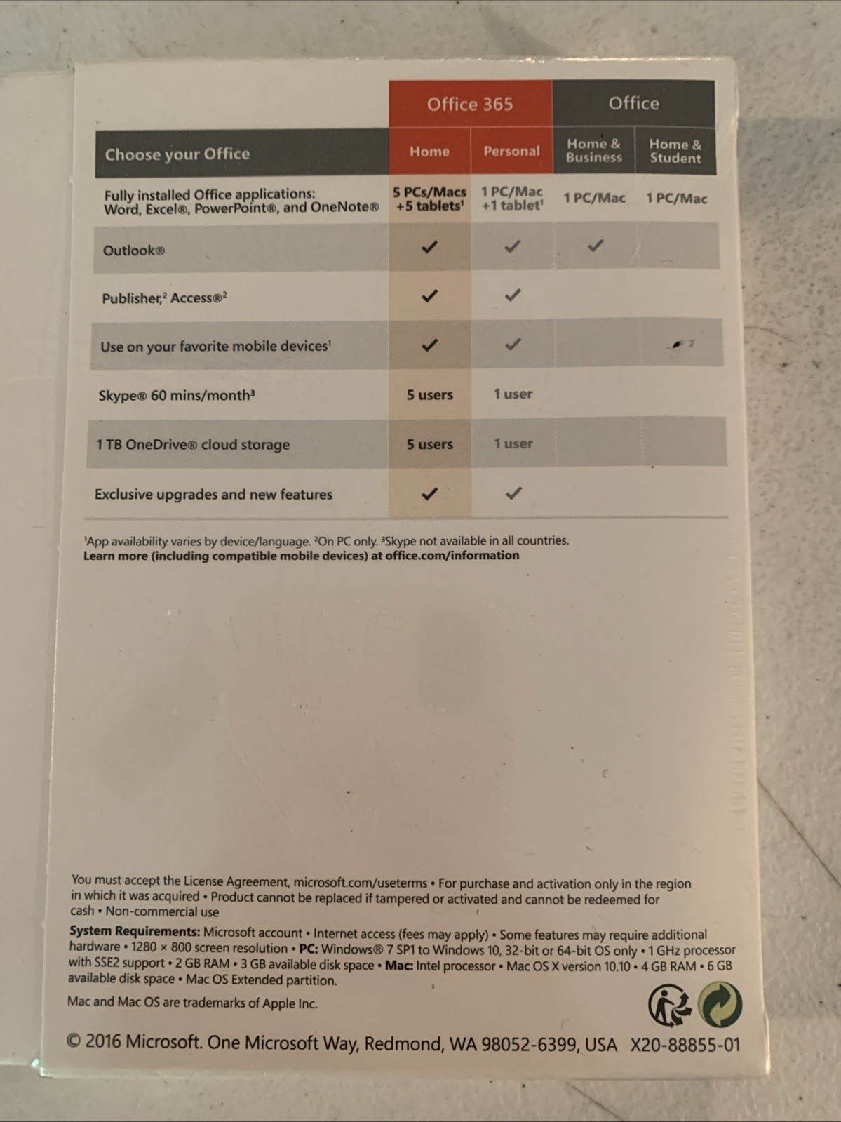 New Sealed Microsoft Office 365 Home Premium 1 Year Subscription