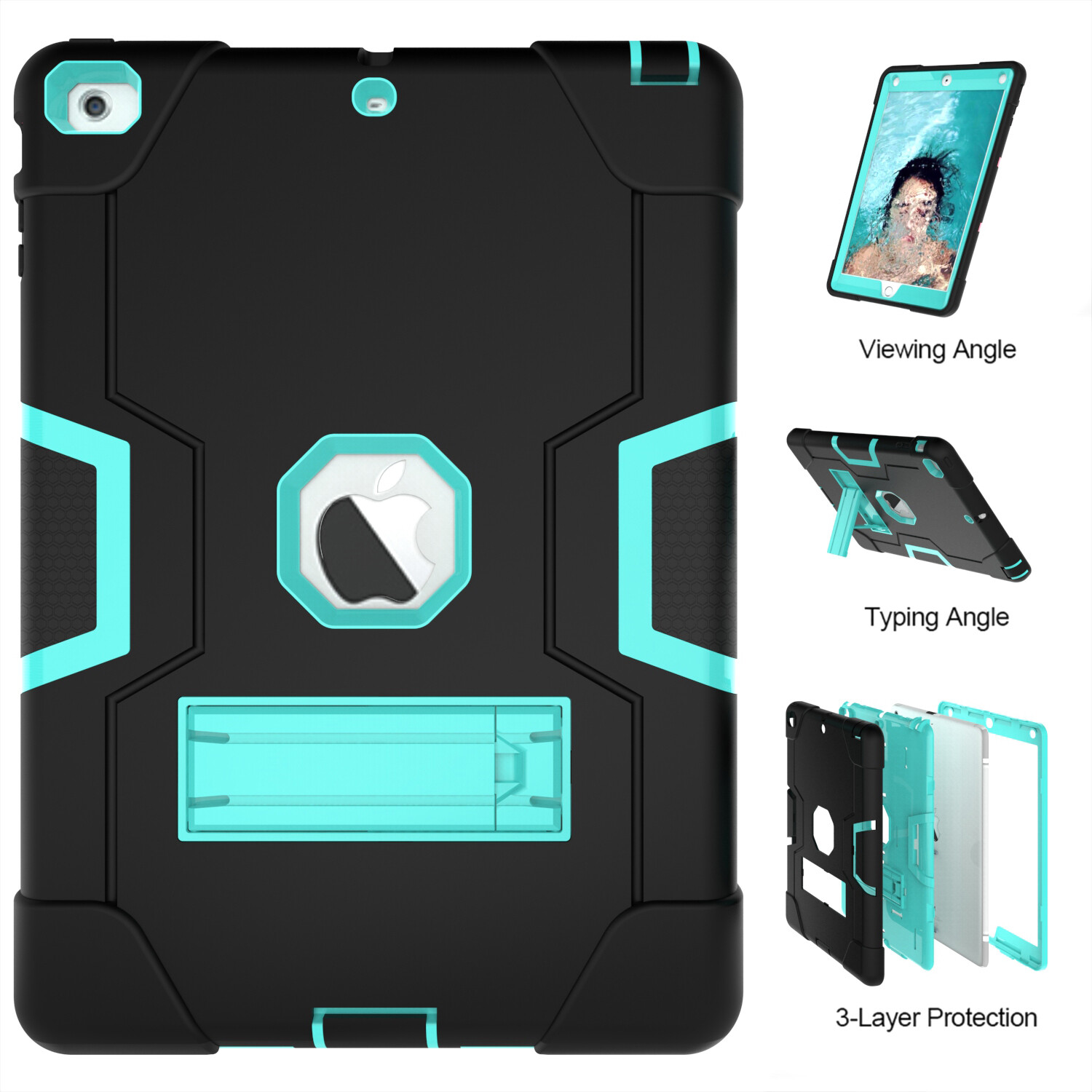 Shockproof Heavy Duty Hard Case Stand Cover for iPad 9th 10.2″ Pro 9.7 Air Mini