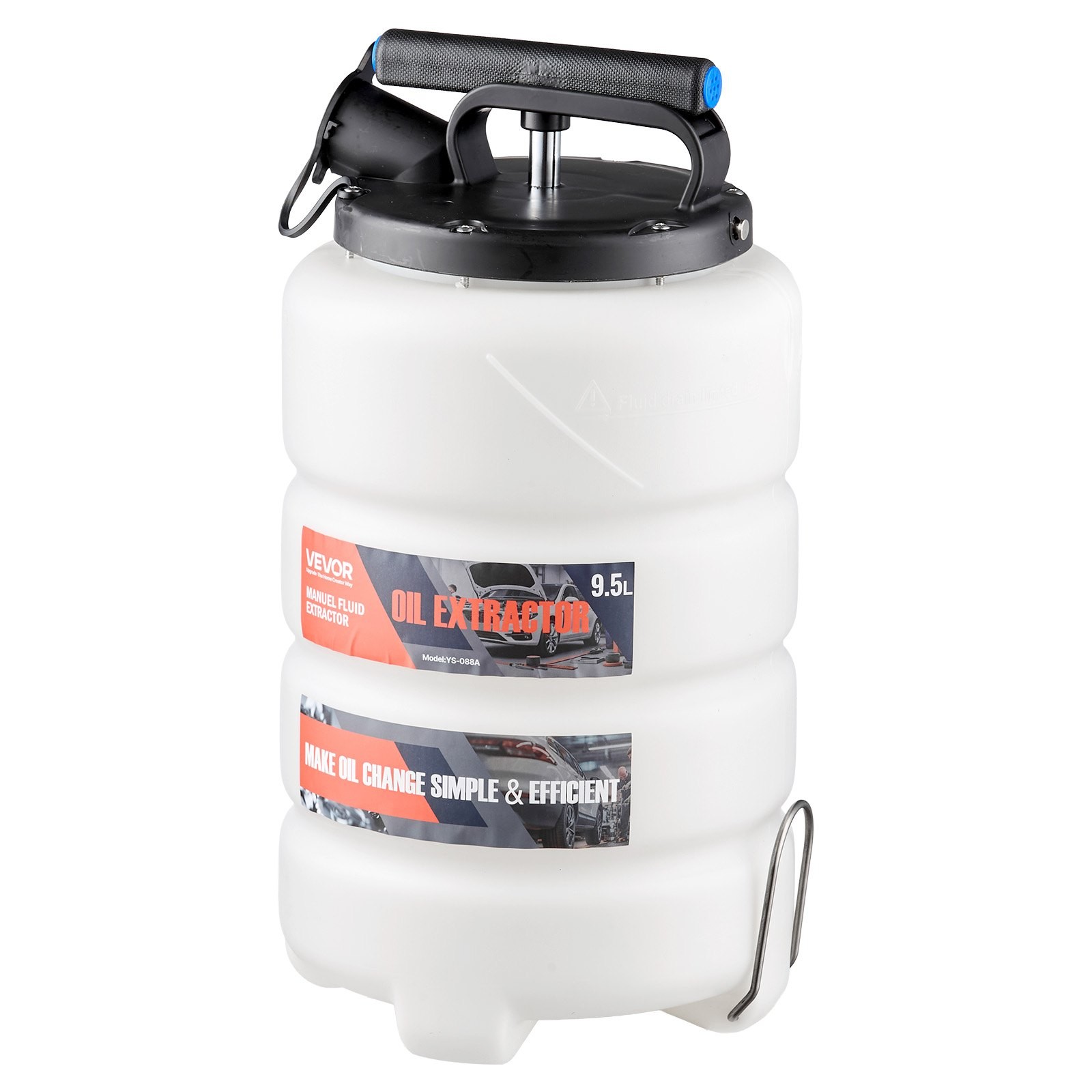 Fluid Extractor, 9.5 L Capacity, Manual Vacuum Oil Extractor Pump with 59 in Lon