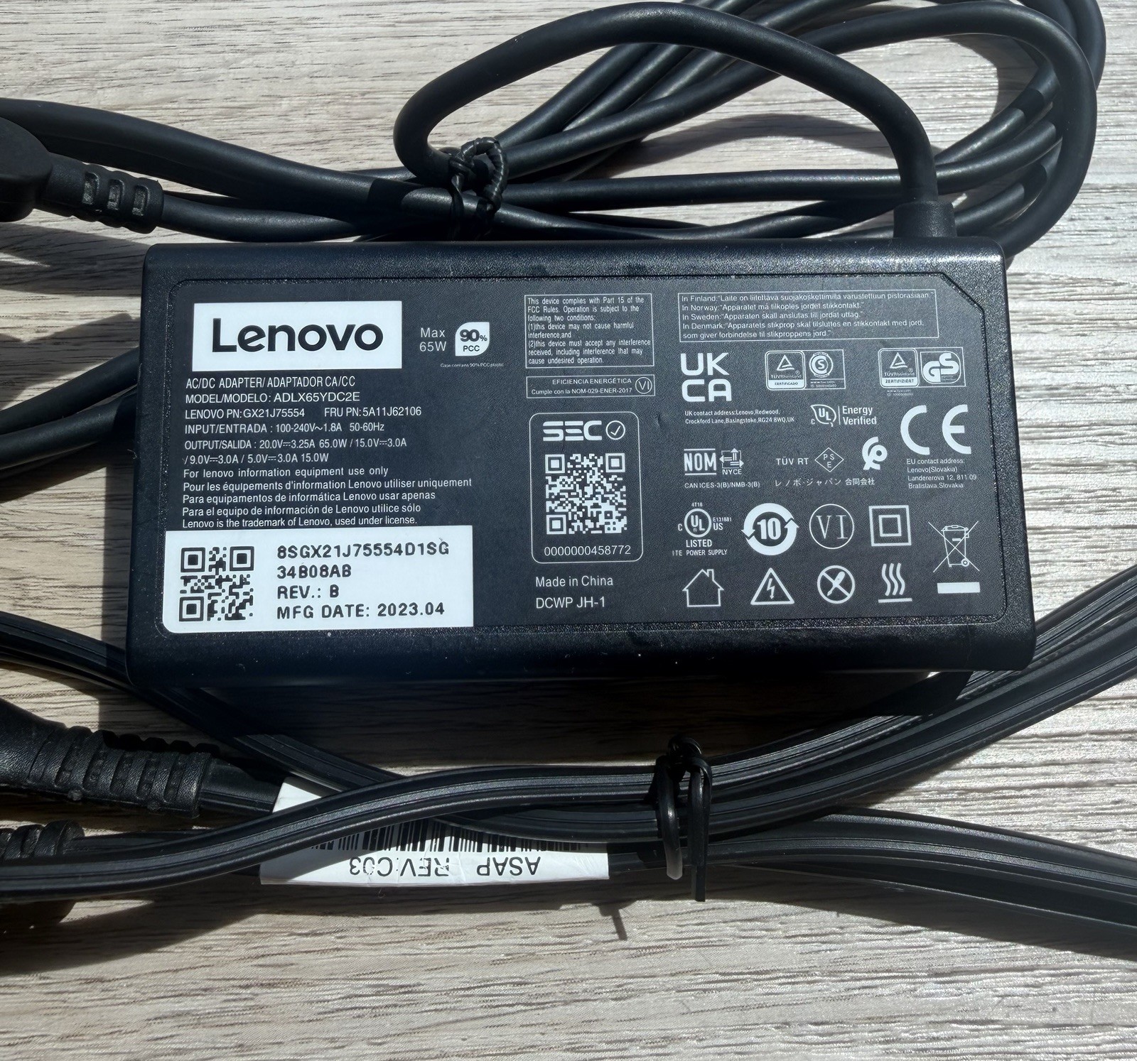 Genuine Lenovo OEM 65W USB-C Type C AC Adapter Laptop Charger – Tested Lot of 25