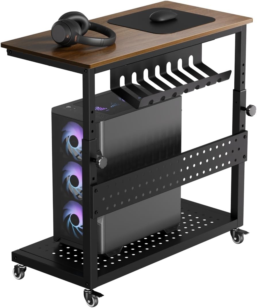 Computer Tower Stand PC Stand Mobile Rolling CPU Holder Cart Height Adjustable